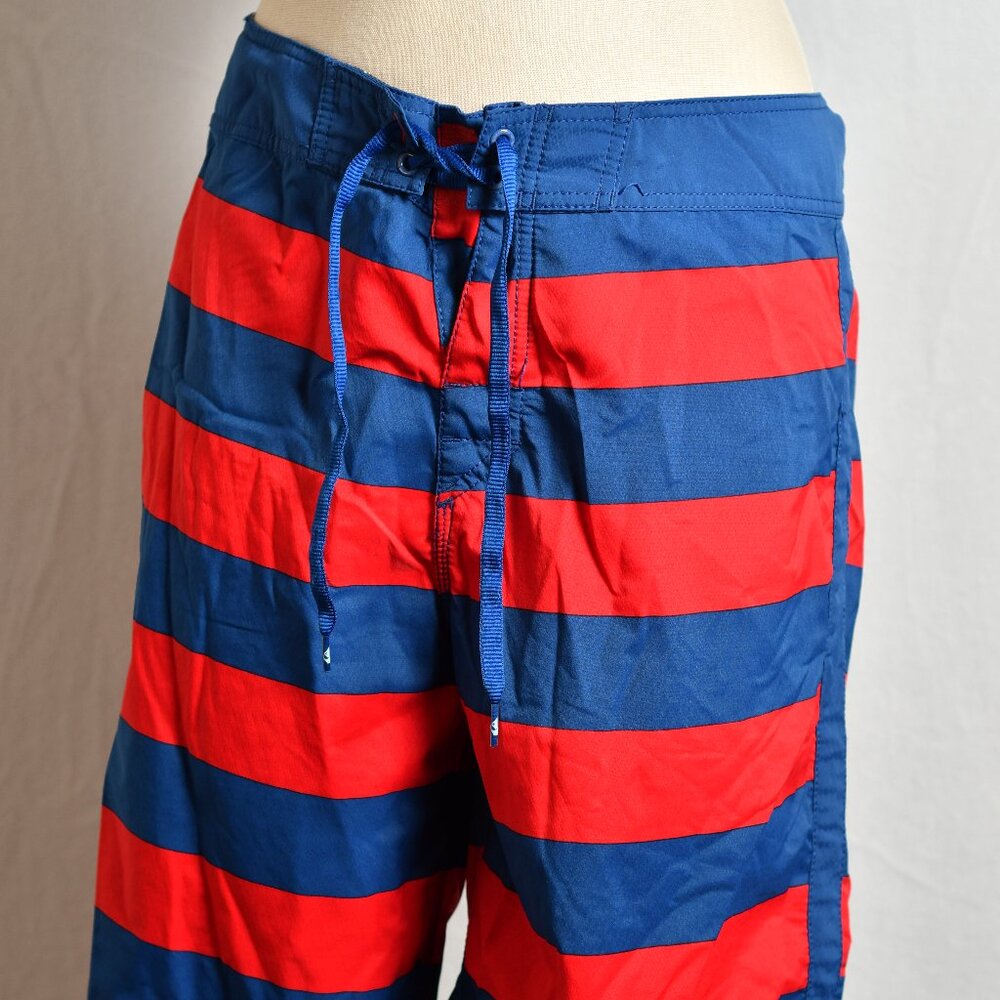 Quicksilver Blue/Red Stripped Board Shorts - Size 33